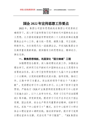 国企2022年宣传思想工作要点