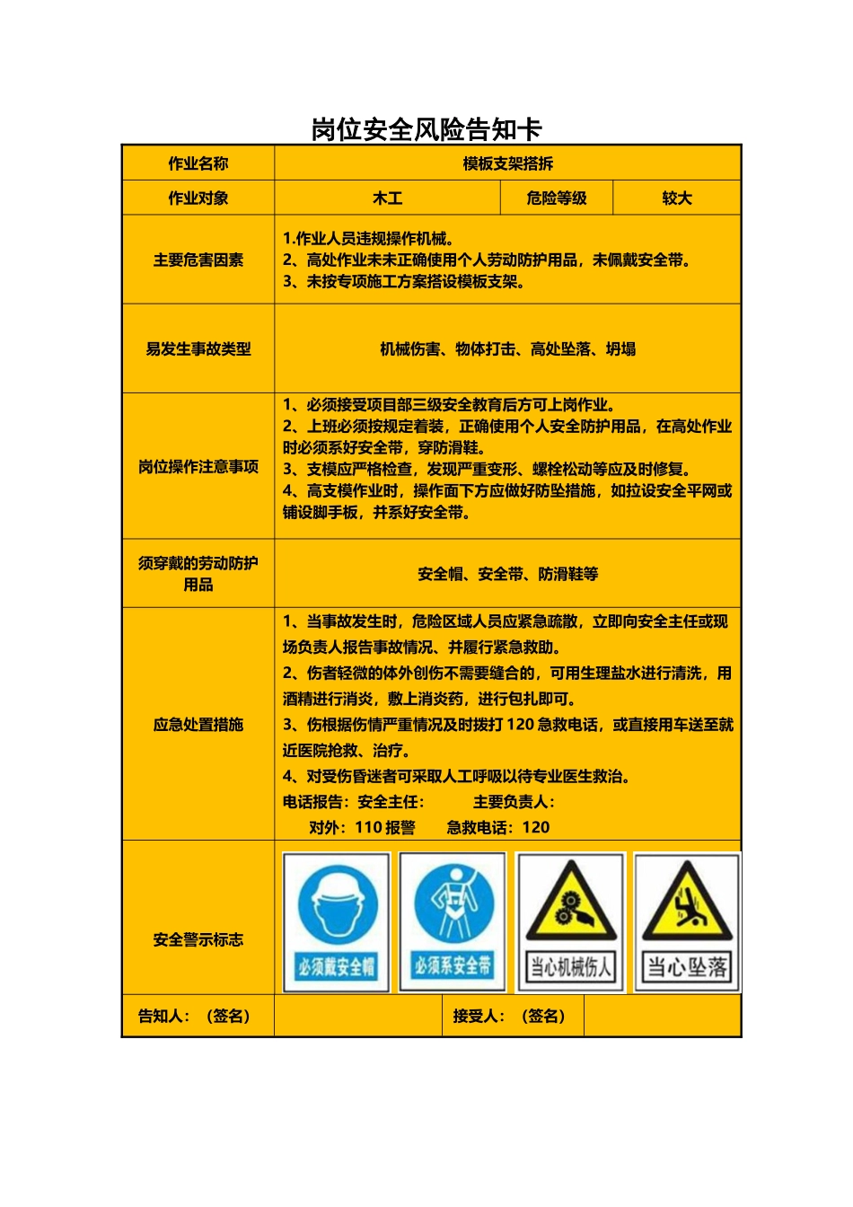 16个叉车、起重、打磨等风险点告知卡_第3页