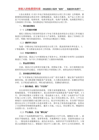 X县电子商务进农村工作汇报