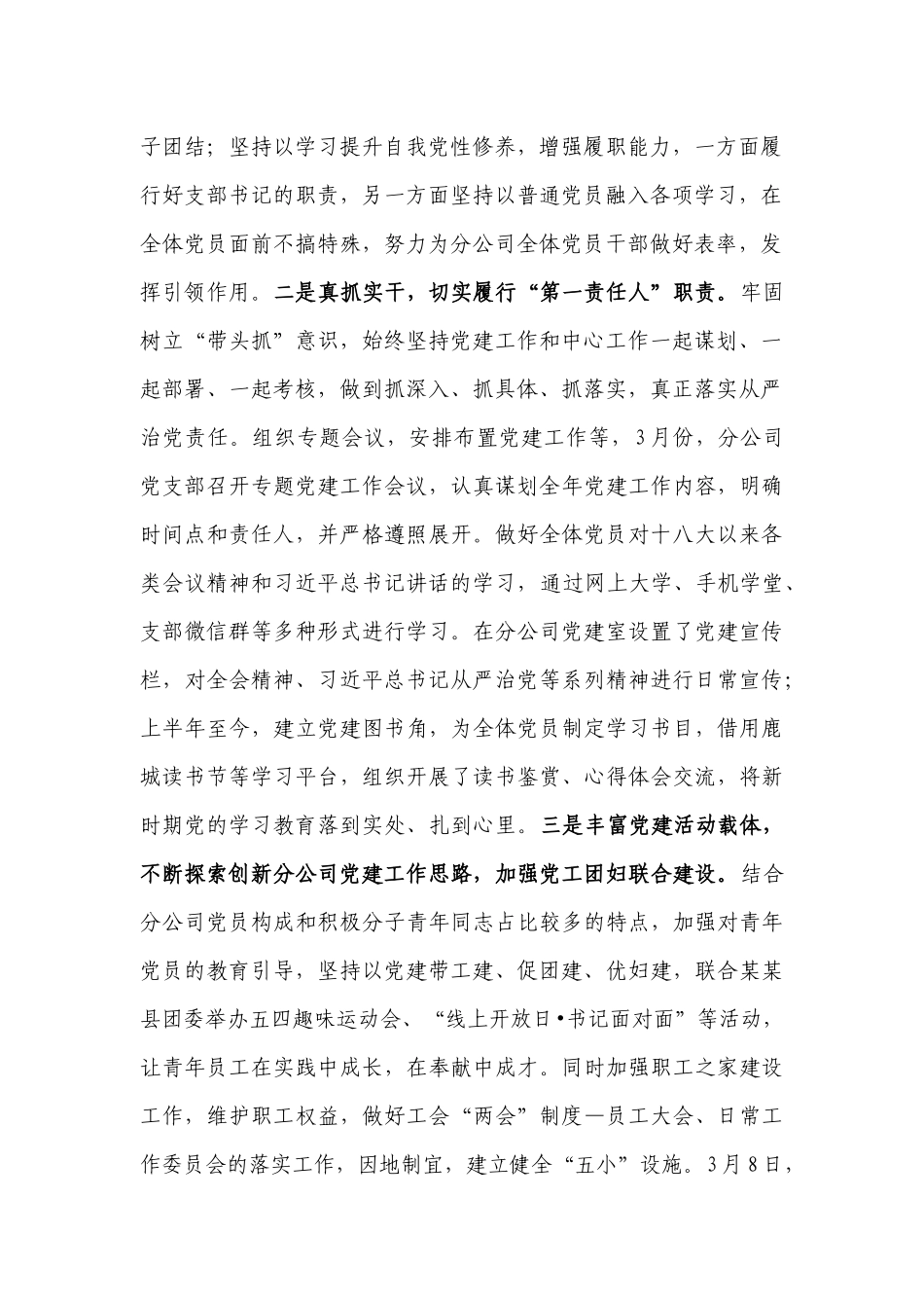 某某分公司党支部书记述职报告_第2页