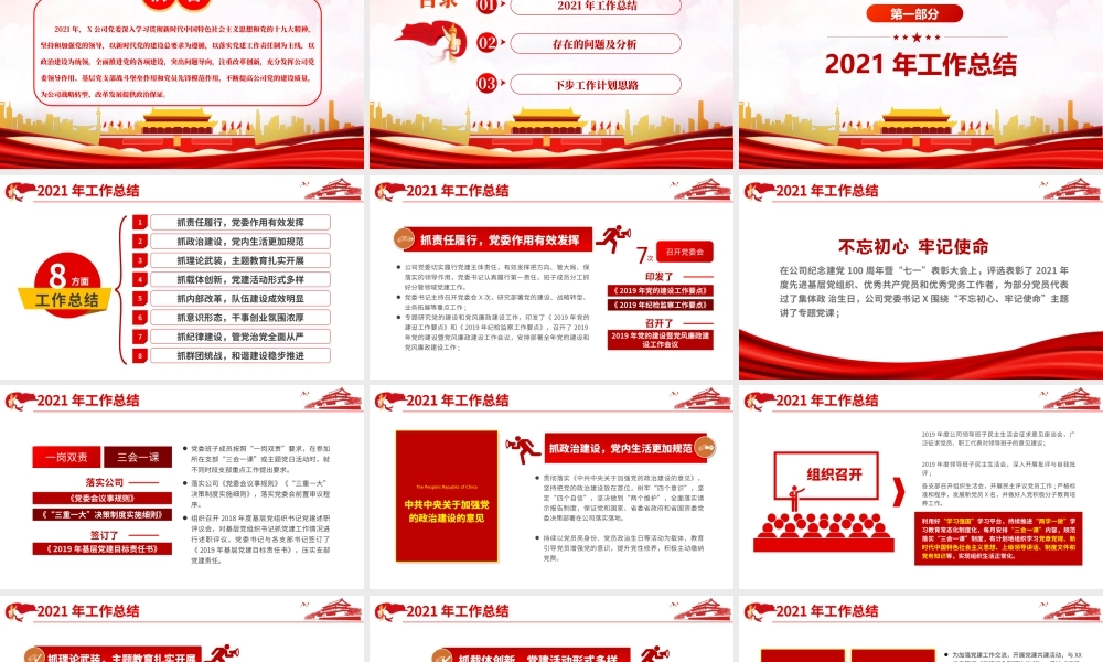 2022年国企党委党建工作总结ppt模板