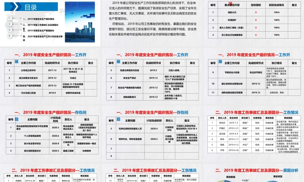 安全生产工作总结及2020计划