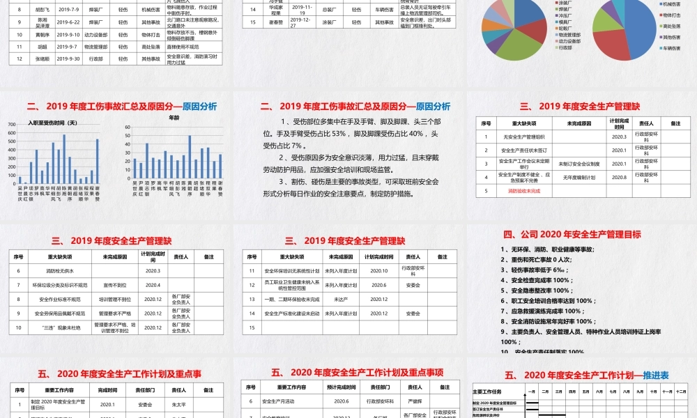 安全生产工作总结及2020计划