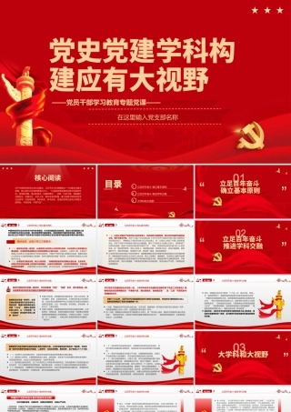 党史党建学科构建应有大视野PPT党政风党员干部学习教育专题党课课件模板