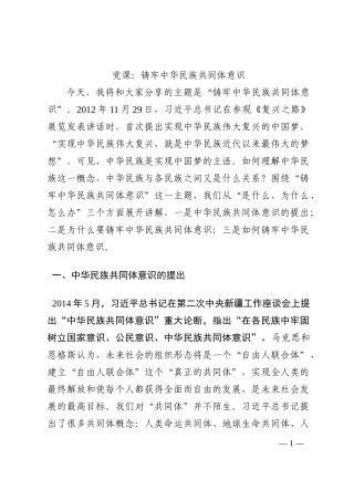 党课：铸牢中华民族共同体意识202210