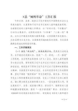 X县“厕所革命”工作汇报202210