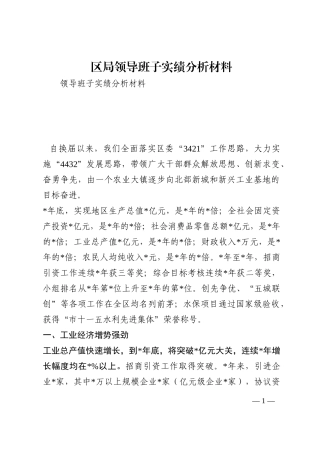 区局领导班子实绩分析材料202210