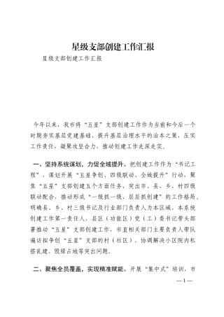 星级支部创建工作汇报202210