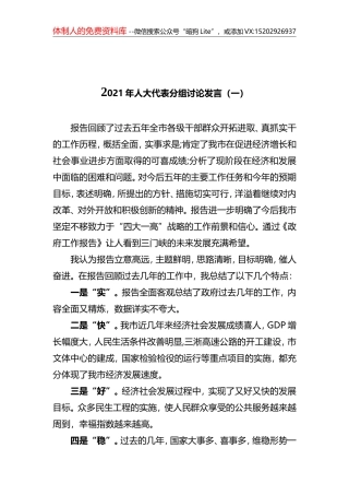 3篇2021年人大代表分组讨论发言