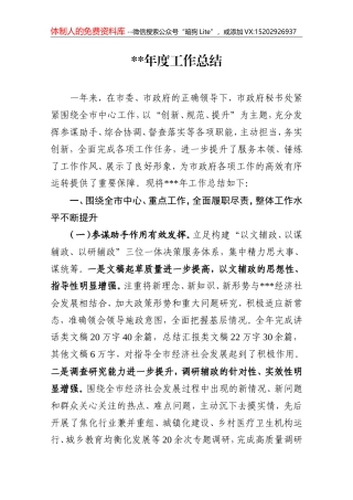 XXXX年政府办总结