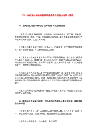 2021年政法队伍教育整顿顽瘴痼疾专项整治清单（法院）20210519