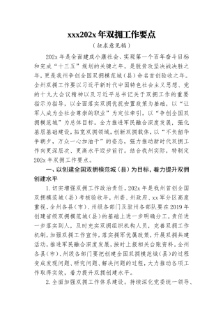 202x年双拥工作要点