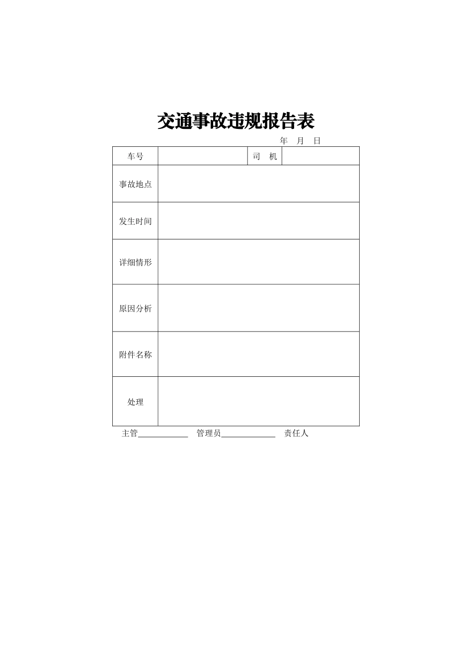 交通事故违规报告表_第1页