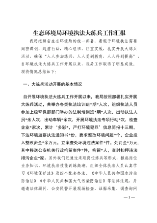 生态环境局环境执法大练兵工作汇报202210