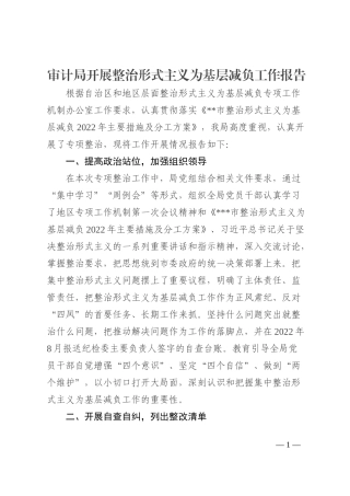 审计局开展整治形式主义为基层减负工作报告202210