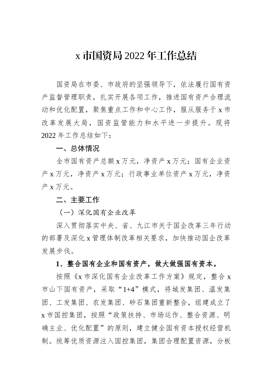x市国资局2022年工作总结_第1页