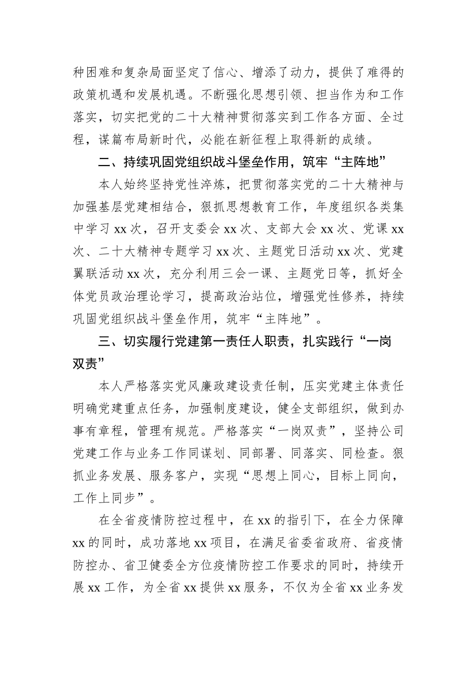 分公司党支部书记、副总经理2022年述职报告_第2页