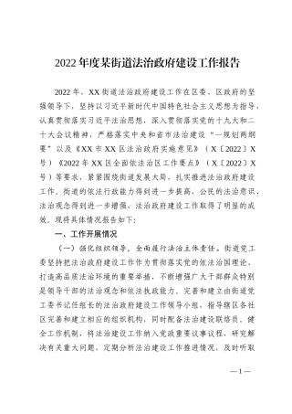 2022年度某街道法治政府建设工作报告