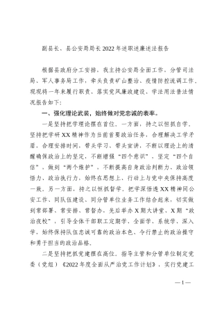 副县长、县公安局局长2022年述职述廉述法报告