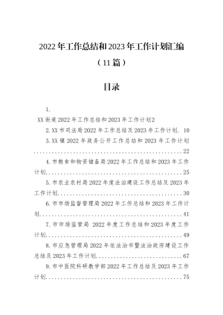 2022年工作总结和2023年工作计划汇编（11篇）