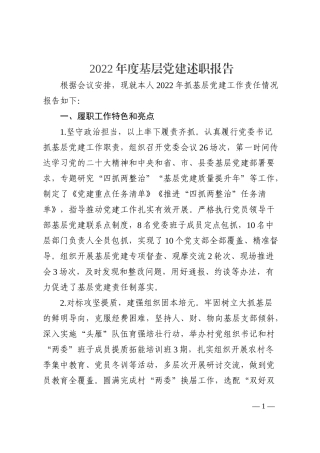 2022年度基层党建述职报告