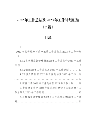 2022年工作总结及2023年工作计划汇编（7篇）