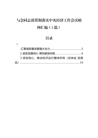 与会同志谈贯彻落实中央经济工作会议精神汇编（3篇）