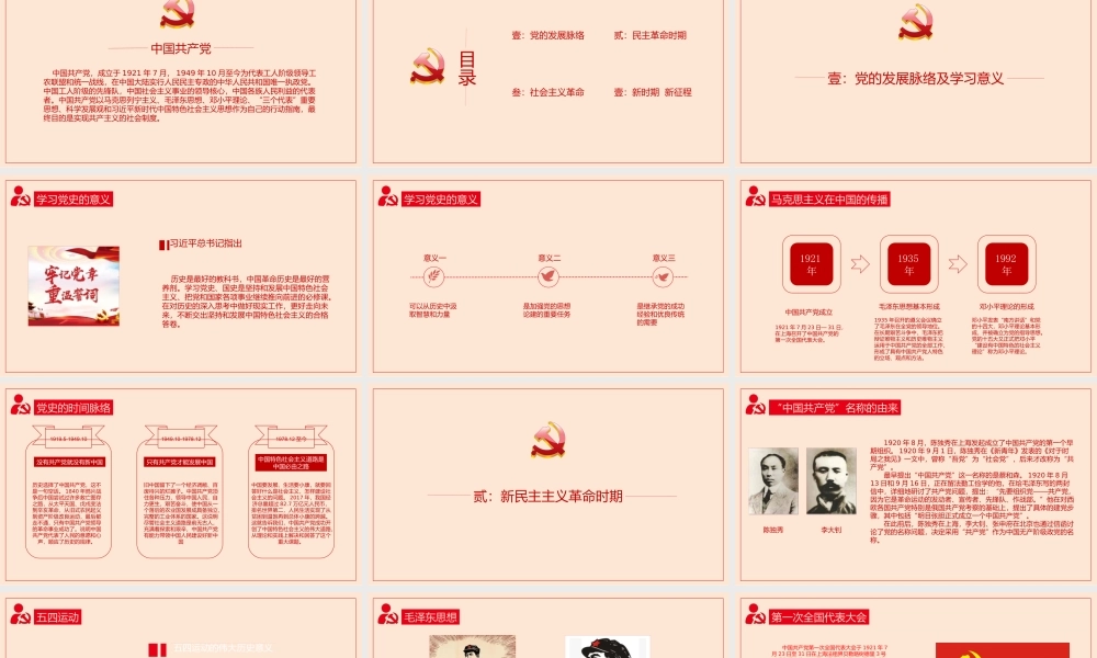 建党节党课党史学习PPT课件