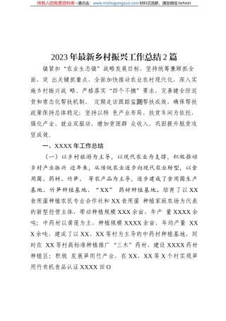 2022年乡村振兴工作总结2篇