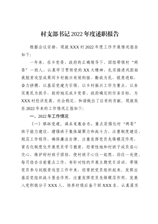 村支部书记2022年度述职报告