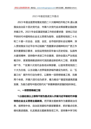 2023年基层党建工作要点