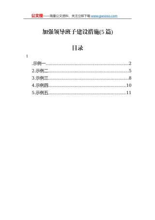 加强领导班子建设措施（5篇）