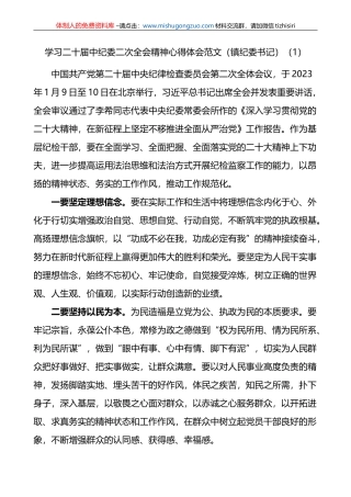 3篇学习二十届中纪委二次全会精神心得体会