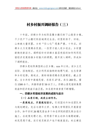 村乡村振兴调研报告（三）