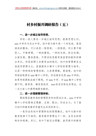 村乡村振兴调研报告（五）