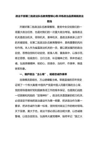 政法干部第二批政法队伍教育整顿心得淬炼政治品质铸就政法担当