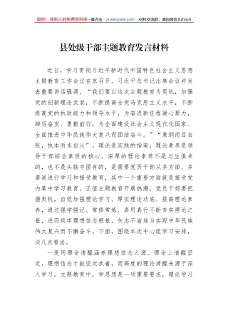 县处级干部主题教育发言材料