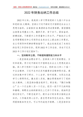 【工作总结】2022年财务出纳工作总结
