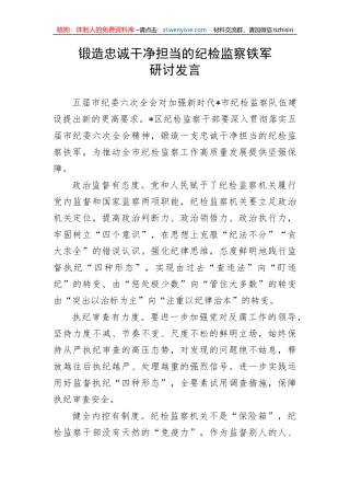 【JJ队伍教育整顿】锻造忠诚干净担当的纪检监察铁军研讨发言