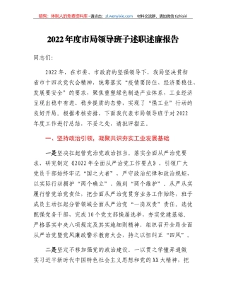 2022年度领导班子述职述廉报告（工信）