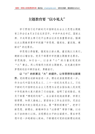 主题教育要“以小见大”