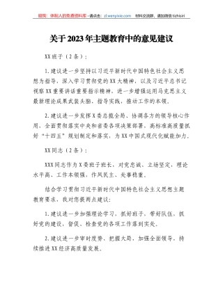 关于2023年主题教育中的意见建议(2)