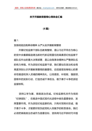 （6篇）关于开展教育整顿心得体会汇编