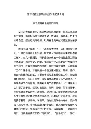 青年纪检监察干部交流发言汇编2篇