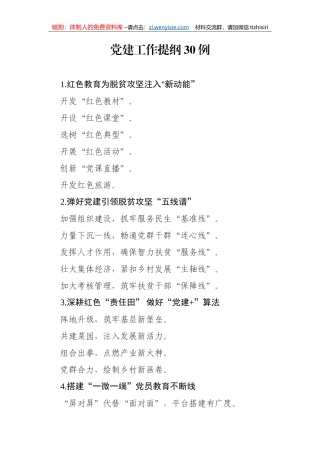 党建工作提纲0例