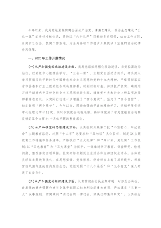 2020年度全面从严治党主体责任落实情况报告