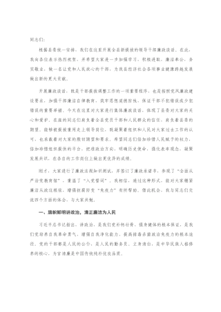 在全县新提拔领导干部廉政谈话会上的讲话