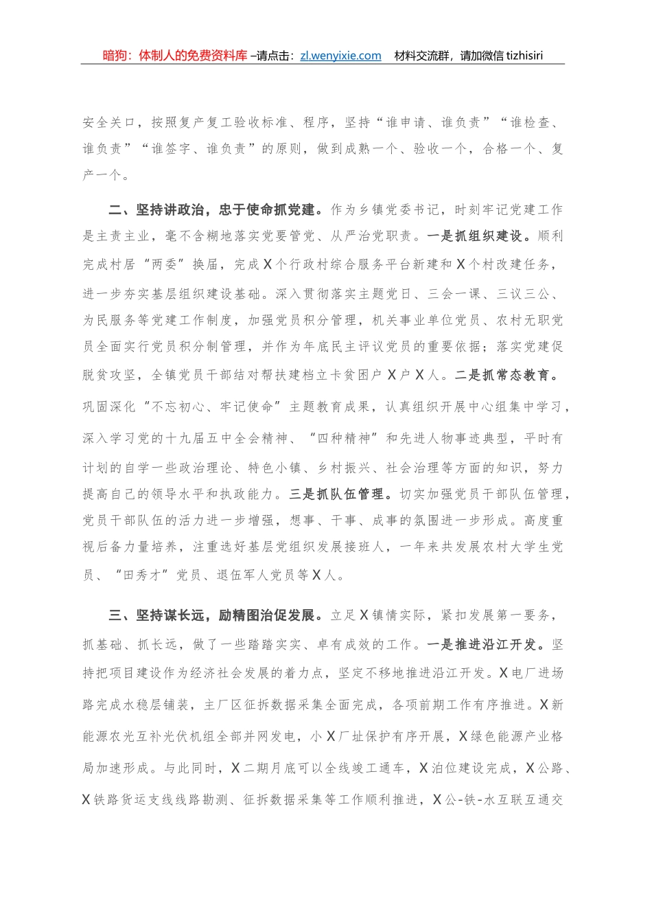 2020年镇党委书记述责述廉报告_第2页