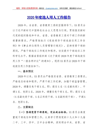 -2020年度选人用人工作报告