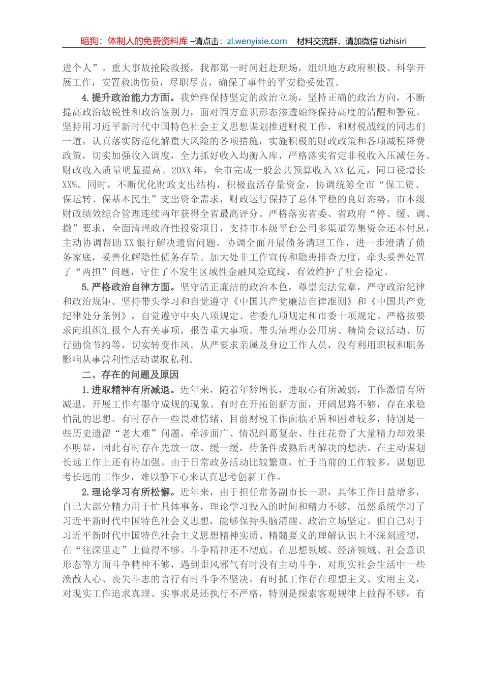 常务副市长个人政治建设自评自查材料_第2页